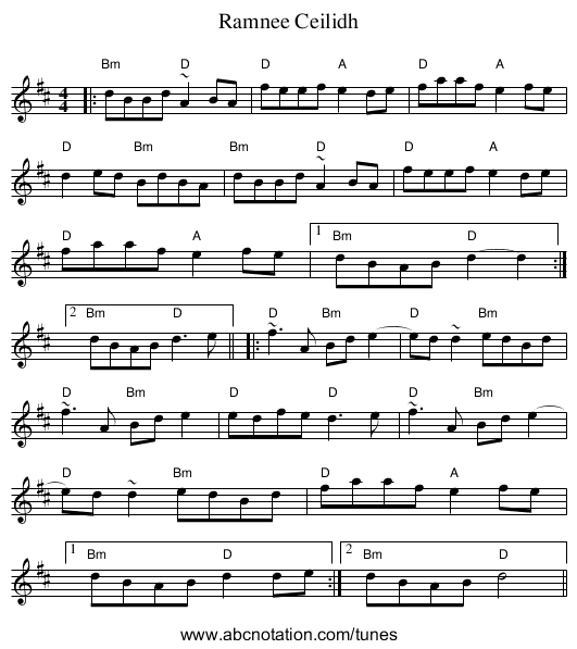 Ramnee Ceilidh - staff notation