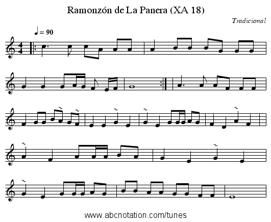 Ramonzón de La Panera (XA 18) - staff notation