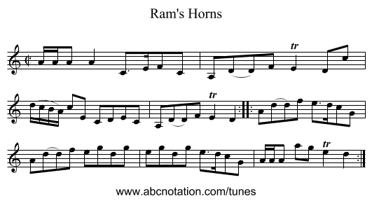 Ram's Horns - staff notation