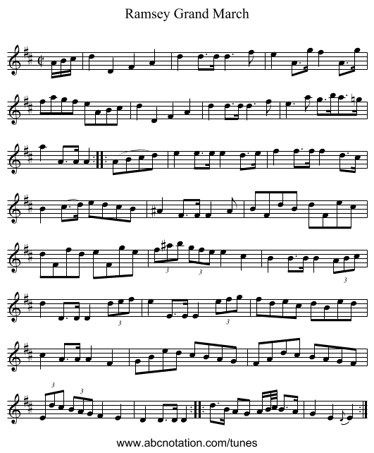 Ramsey Grand March - staff notation