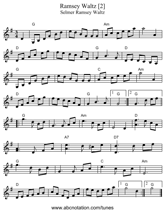 Ramsey Waltz [2] - staff notation