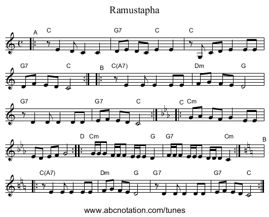 Ramustapha - staff notation