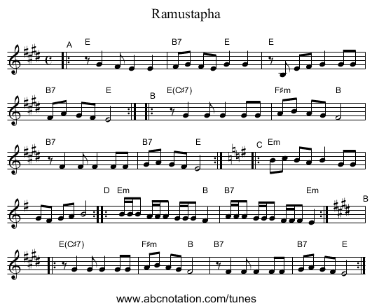 Ramustapha - staff notation