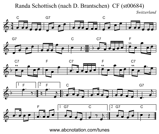 Randa Schottisch (nach D. Brantschen)  CF (st00684) - staff notation