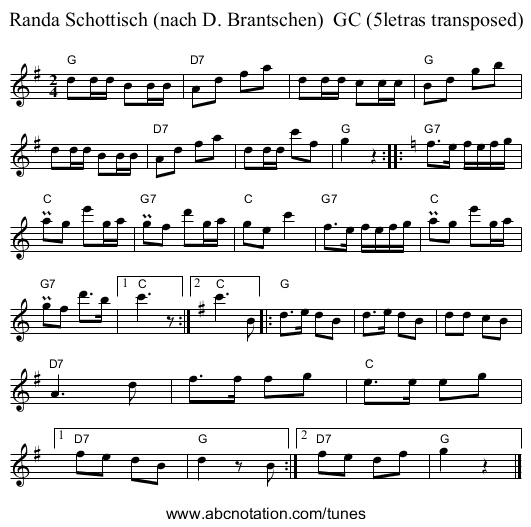 Randa Schottisch (nach D. Brantschen)  GC (5letras transposed) - staff notation