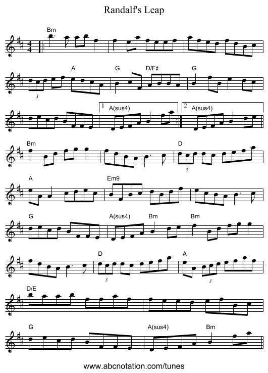 Randalf's Leap - staff notation