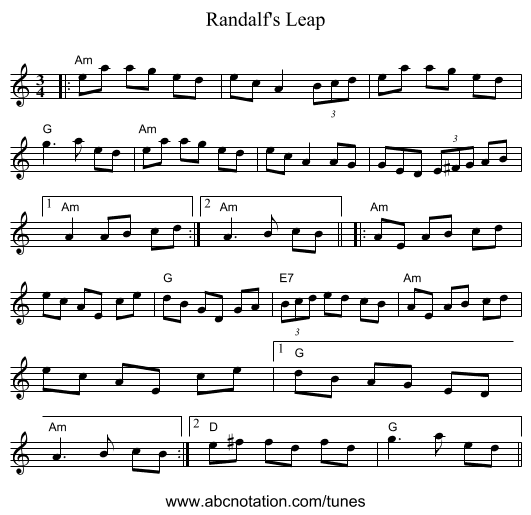 Randalf's Leap - staff notation