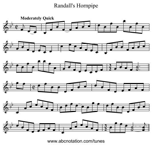 Randall's Hornpipe - staff notation