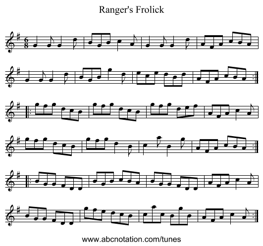 Ranger's Frolick - staff notation