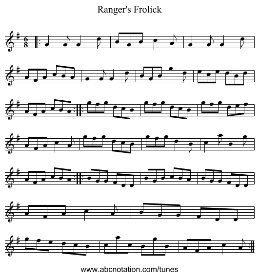 Ranger's Frolick - staff notation