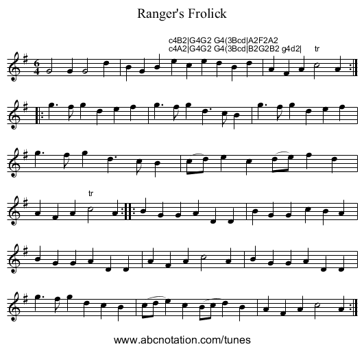 Ranger's Frolick - staff notation
