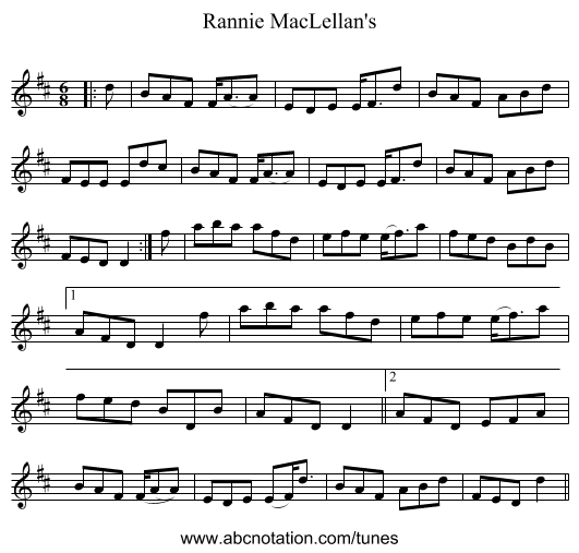 Rannie MacLellan's - staff notation