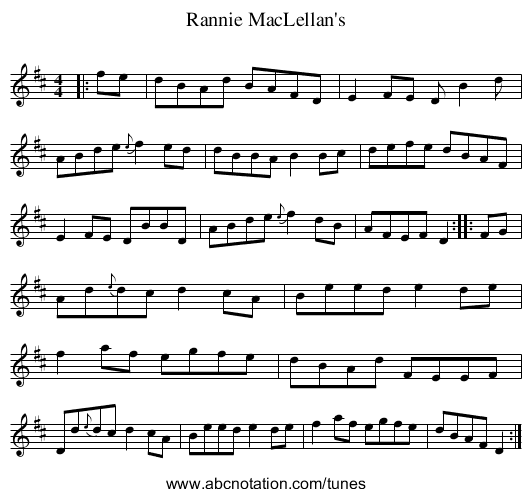 Rannie MacLellan's - staff notation