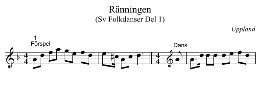 Ränningen - staff notation