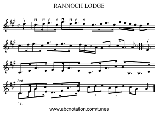 RANNOCH LODGE - staff notation