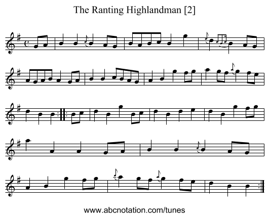 Ranting Highlandman [2], The - staff notation