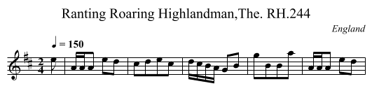 Ranting Roaring Highlandman,The. RH.244 - staff notation