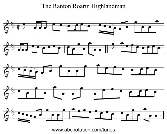 Ranton Roarin Highlandman, The - staff notation