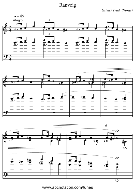 Ranveig - staff notation