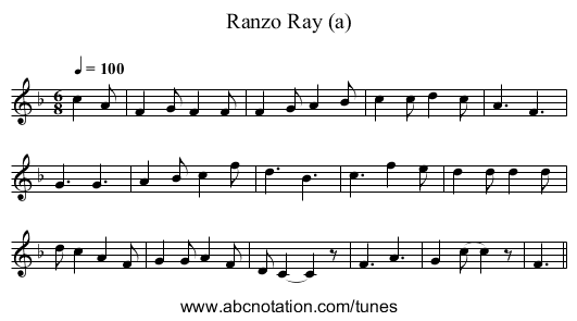 Ranzo Ray (a) - staff notation