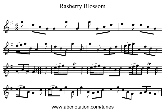 Rasberry Blossom - staff notation
