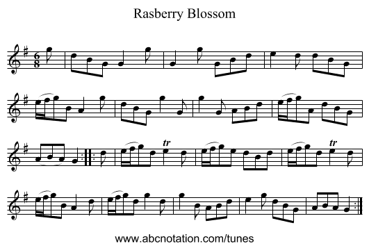 Rasberry Blossom - staff notation