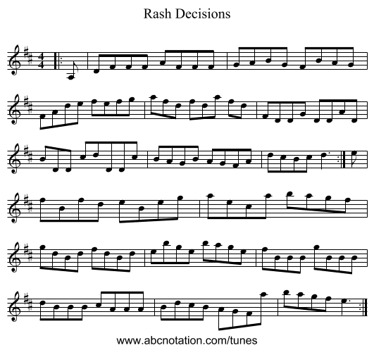 Rash Decisions - staff notation
