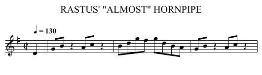 RASTUS' ALMOST HORNPIPE - staff notation