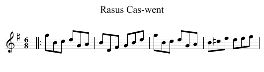 Rasus Cas-went - staff notation