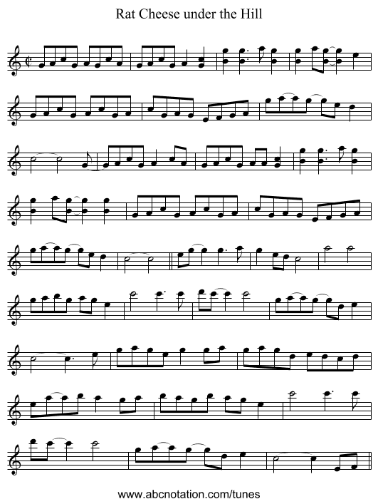 Rat Cheese under the Hill - staff notation