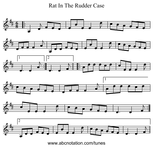 Rat In The Rudder Case - staff notation
