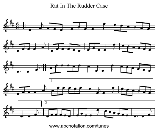 Rat In The Rudder Case - staff notation