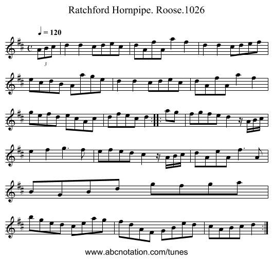 Ratchford Hornpipe. Roose.1026 - staff notation