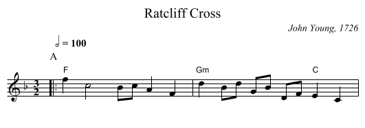 Ratcliff Cross - staff notation