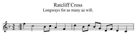 Ratcliff Cross - staff notation