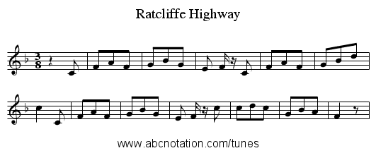 Ratcliffe Highway - staff notation