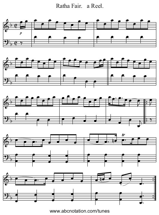 Ratha Fair. a Reel. - staff notation
