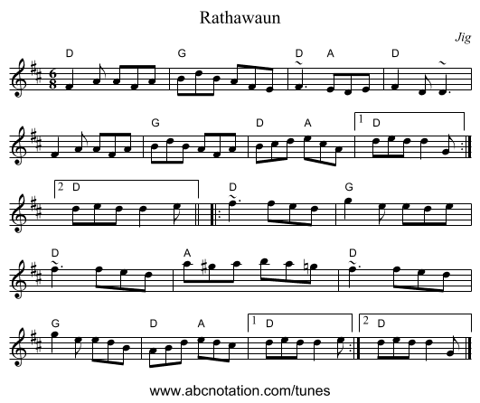 Rathawaun - staff notation