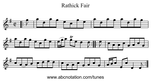 Rathick Fair - staff notation