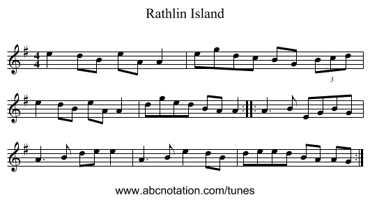 Rathlin Island - staff notation