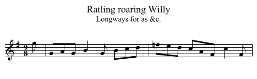 Ratling roaring Willy - staff notation