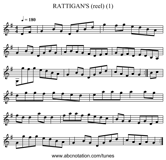 RATTIGAN'S (reel) (1) - staff notation
