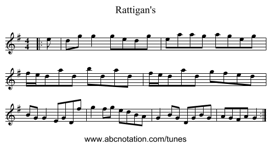 Rattigan's - staff notation