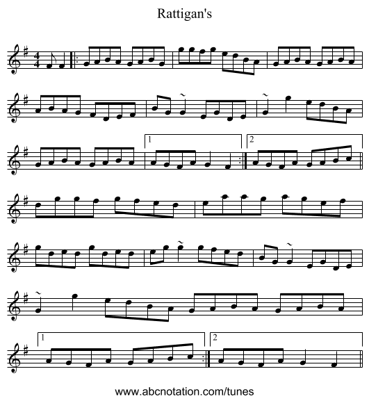 Rattigan's - staff notation