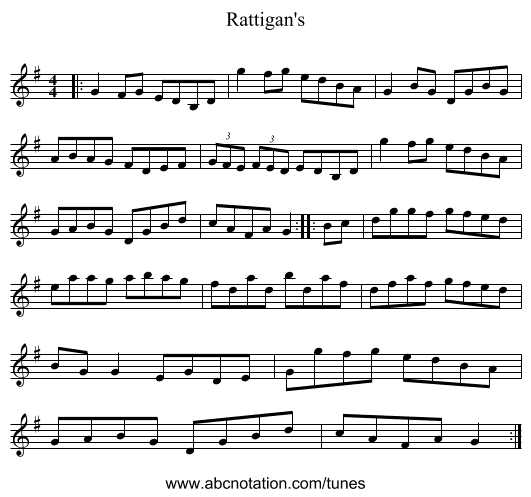 Rattigan's - staff notation