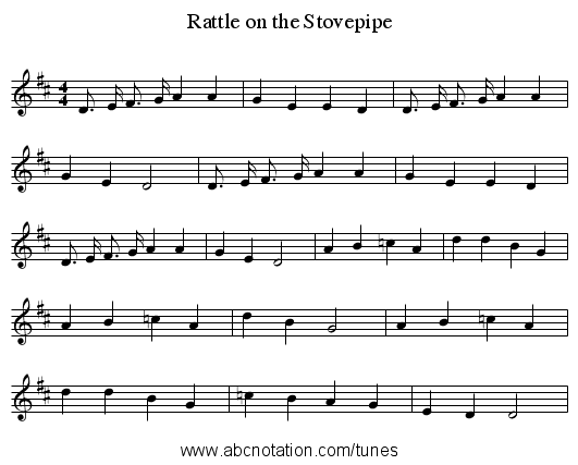 Rattle on the Stovepipe - staff notation