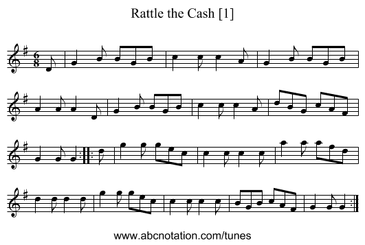 Rattle the Cash [1] - staff notation