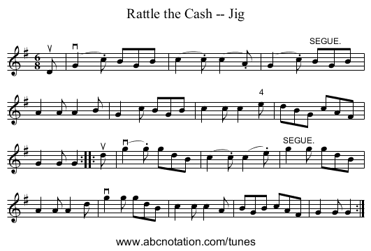 Rattle the Cash -- Jig - staff notation