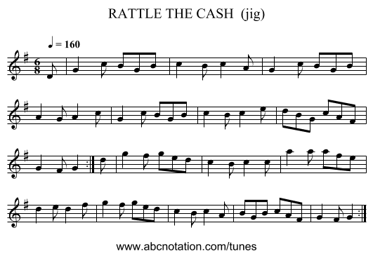RATTLE THE CASH  (jig) - staff notation