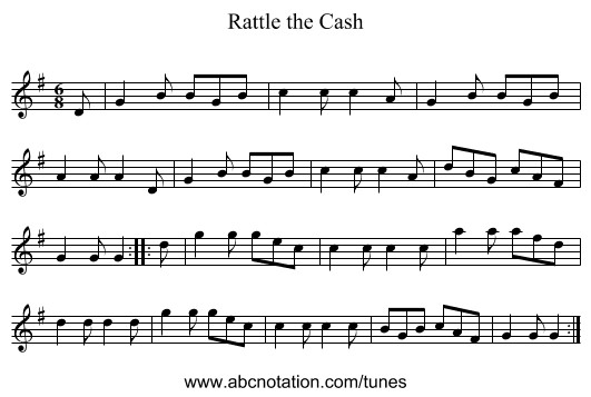 Rattle the Cash - staff notation